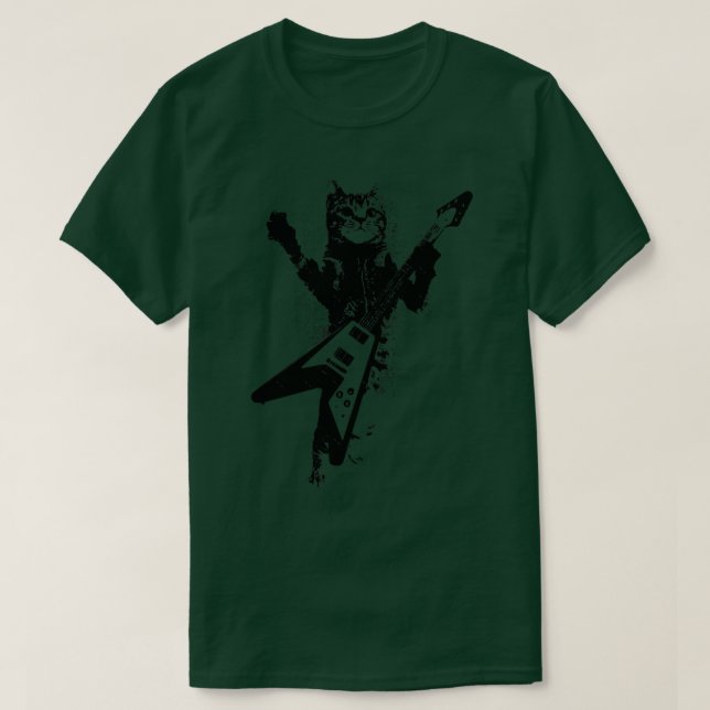 Rock Cat Playing Gitarre Funny Guitar Cat (31) T-Shirt (Design vorne)