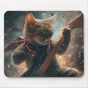 Rock Cat Playing Gitarre Maus Pad Mousepad