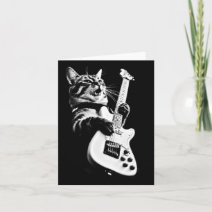 Rock Cat Playing Guitar - Funny Guitar Cat 1 Karte