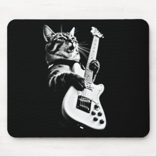 Rock Cat Playing Guitar - Funny Guitar Cat 1 Mousepad