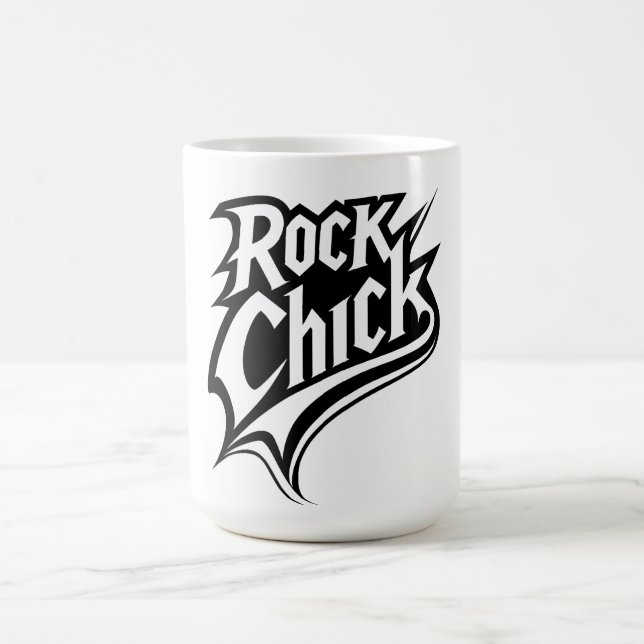 Rock Chick - Bold Black and White Typografy Kaffeetasse (Mittel)