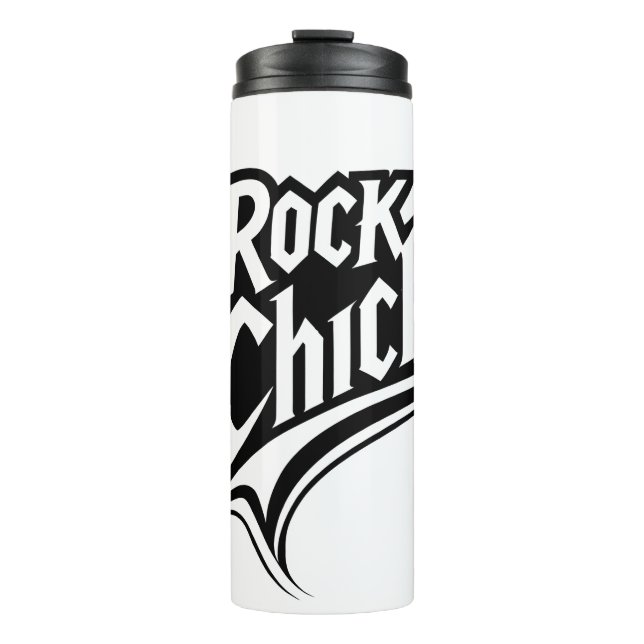 Rock Chick - Bold Black and White Typografy Thermosbecher (Vorderseite)