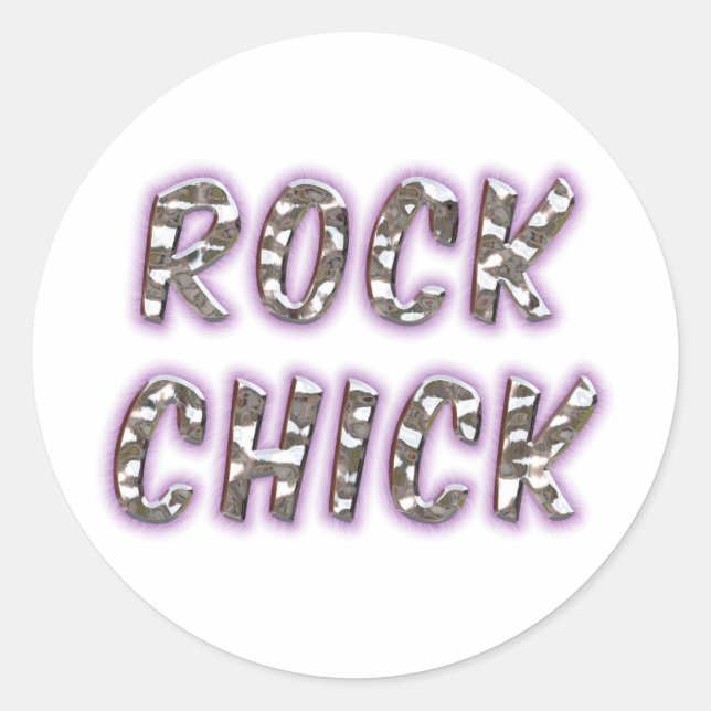 Rock Chick Chrome mit Lila Glow Runder Aufkleber (Vorderseite)