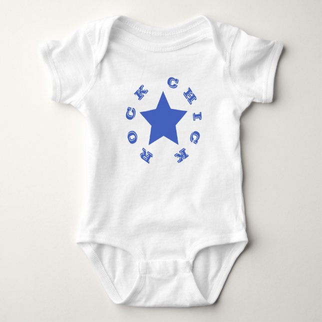 ROCK CHICK | Navy Blue Star Baby Bodysuit Strampler (Vorderseite)