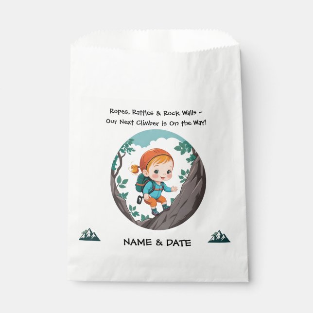 Rock Climber Adventure Theme Girl Baby Napkin Geschenktütchen (Vorderseite)