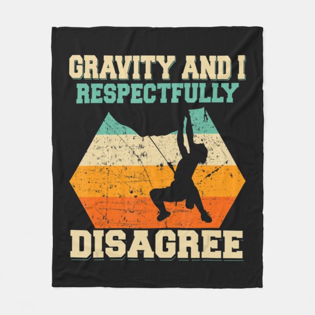 Rock Climber Bouldering Vintag Retro Rock Climbin Fleecedecke (Vorderseite)