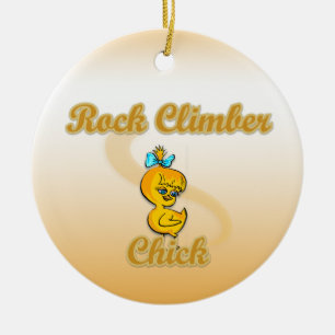 Rock Climber Chick Keramik Ornament