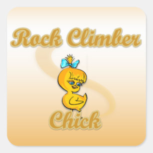 Rock Climber Chick Quadratischer Aufkleber
