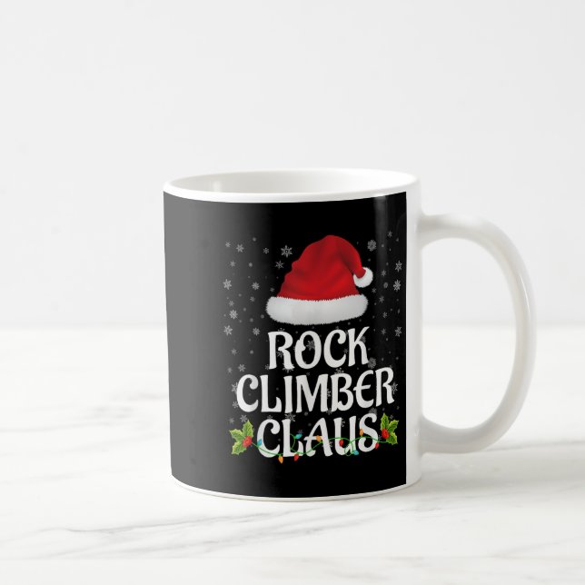 Rock Climber Claus Christmas Lights Pajama Family  Kaffeetasse (Rechts)