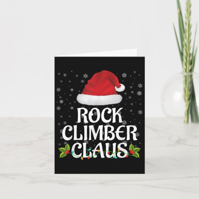 Rock Climber Claus Christmas Lights Pajama Family  Karte (Vorderseite)