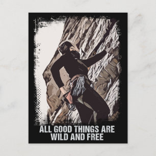 Rock Climber Motto Vintag Grunge Berggipfel Postkarte