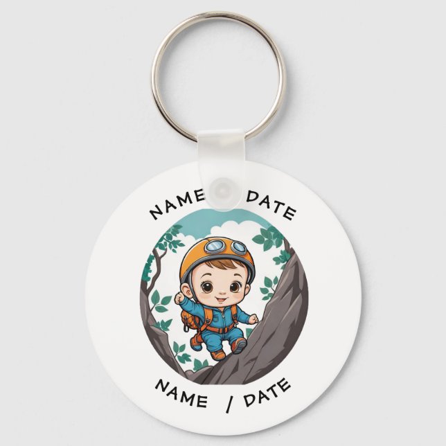 Rock Climber Outdoor Adventure Baby Boy Schlüsselanhänger (Vorderseite)