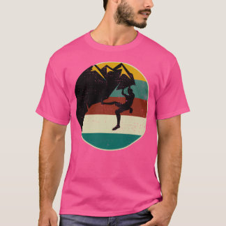 Rock Climbing Bouldering Climber Vintag Retro Sun T-Shirt