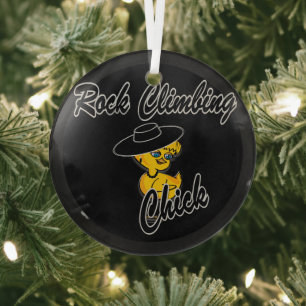 Rock Climbing Chick #4 Ornament Aus Glas