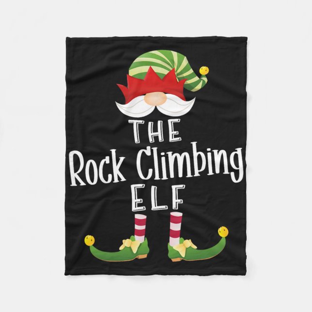 Rock Climbing Elf Group Christmas Funny Pajama Par Fleecedecke (Vorderseite)