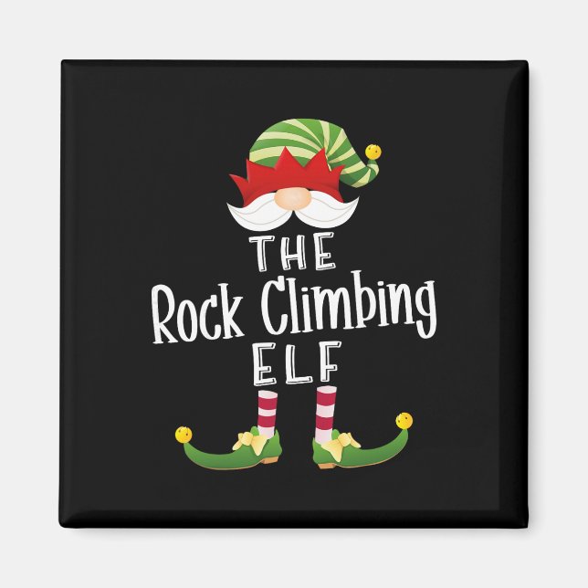 Rock Climbing Elf Group Christmas Funny Pajama Par Magnet (Vorne)