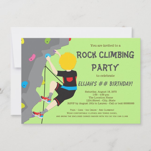 Rock Climbing Geburtstagsparty Einladung (Vorderseite)