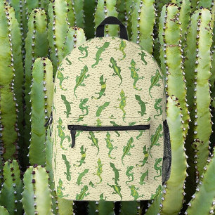 Rock Climbing Geckos auf gelb - nahtlos Muster. Bedruckter Rucksack