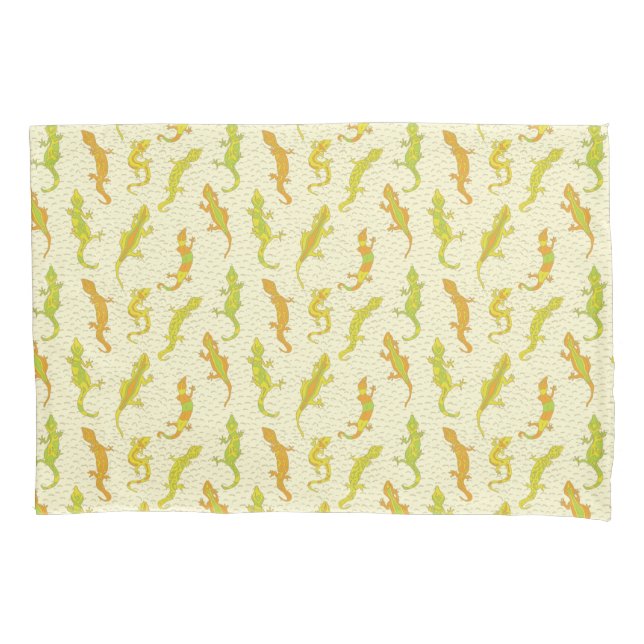 Rock Climbing Geckos auf gelb - nahtlos Muster. Kissenbezug (Vorderseite)