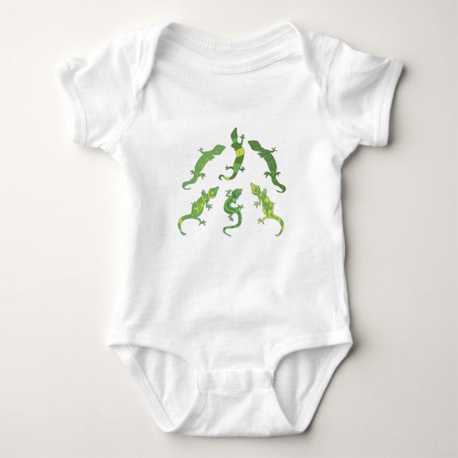 Rock Climbing Geckos. Baby Bodysuit Baby Strampler (Vorderseite)