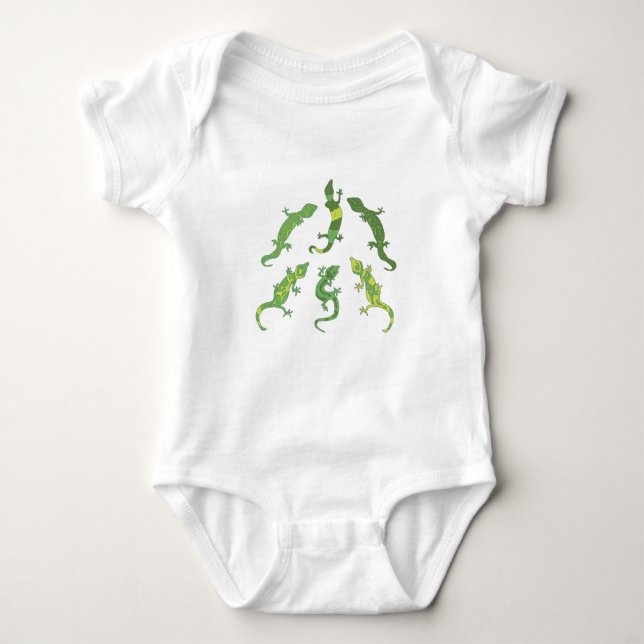 Rock Climbing Geckos. Baby Bodysuit Strampler (Vorderseite)