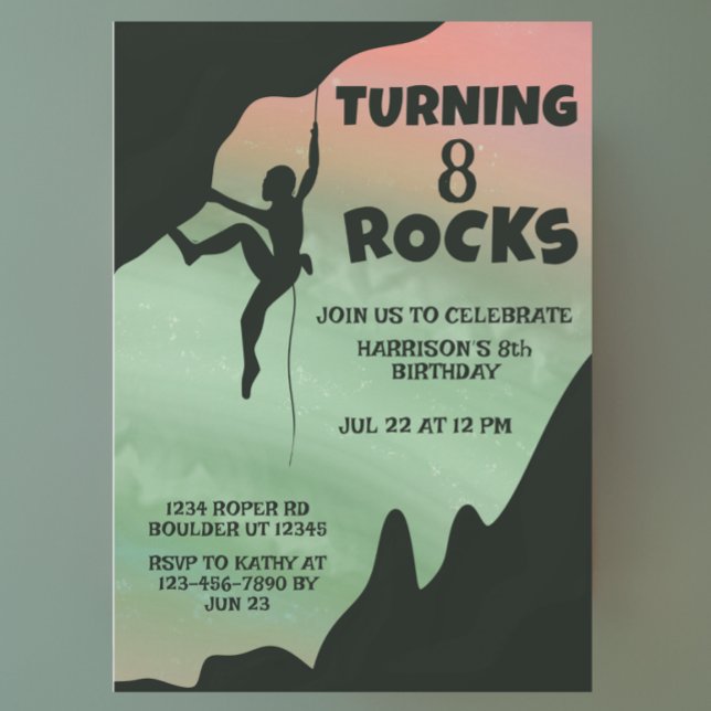 Rock Climbing Gym Abenteuer Geburtstag Einladung (Von Creator hochgeladen)