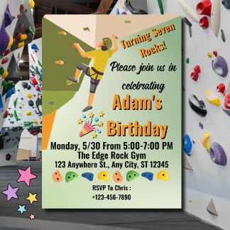 Rock Climbing Gym Adventure Birthday Invitation Einladung