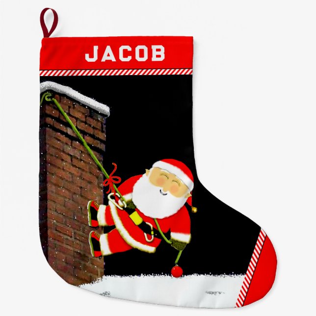 Rock Climbing Holiday Geschenk Großer Weihnachtsstrumpf (Vorderseite)