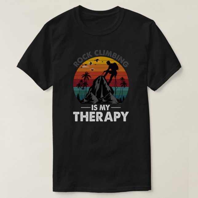 Rock Climbing ist meine Therapie Retro Sunset T -  T-Shirt (Design vorne)