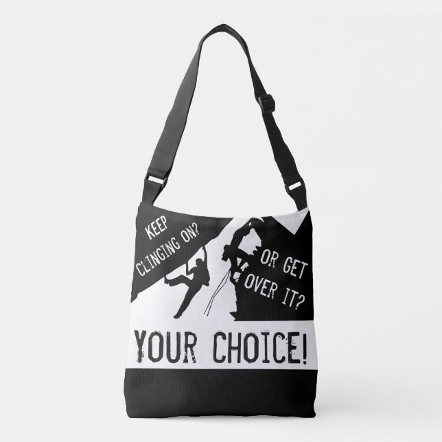 Rock Climbing - Keep Clinging On Or Get Over It? Tragetaschen Mit Langen Trägern (Vorderseite)