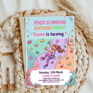 Rock Climbing Mädchen Pink Abenteuer Geburtstag Einladung
