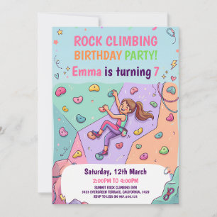 Rock Climbing Mädchen Pink Abenteuer Geburtstag Einladung
