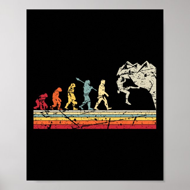 Rock Climbing Menschliche Evolution Vintage-Klette Poster (Vorne)