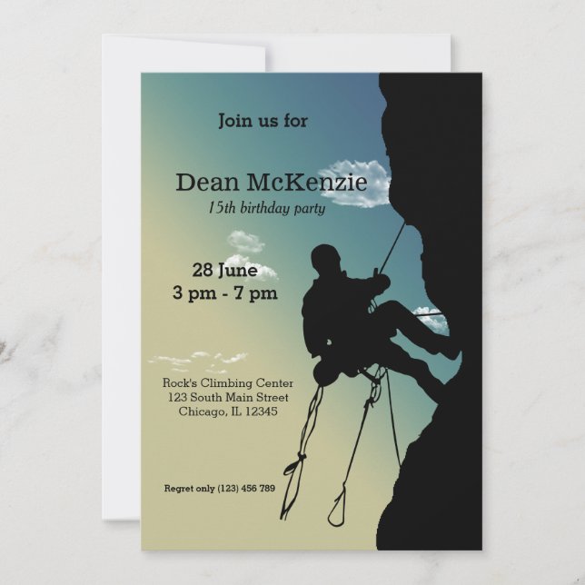Rock Climbing Party Einladung (Vorderseite)