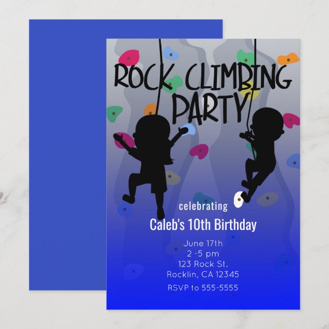 Rock Climbing Party Geburtstagsfeierlichkeiten Einladung (Vorne/Hinten)