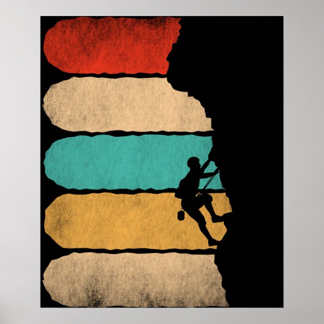 Rock Climbing Retro Hipster Kletterparadies Poster (Vorne)