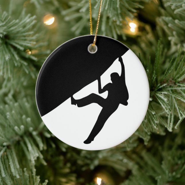 Rock Climbing Silhouette Keramikornament (Baum)