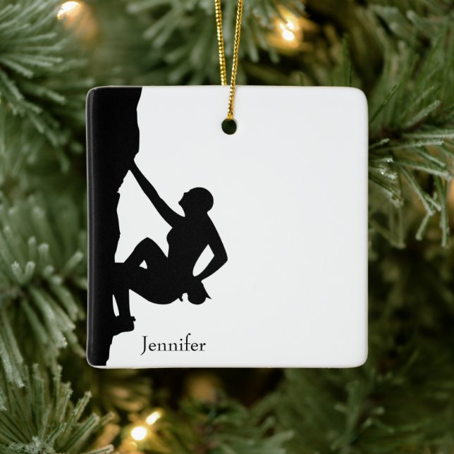Rock Climbing Silhouette Keramikornament (Baum)