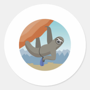 Rock Climbing Sloth Rocks Runder Aufkleber