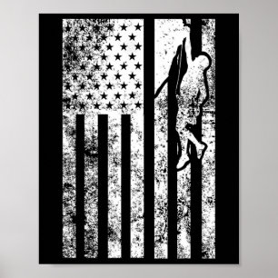 Rock Climbing T-Shirt - Rock Climbing Flag-Shirt Poster