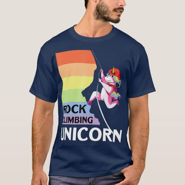 Rock Climbing Unicorn Magischer Höhenmesser T-Shirt (Vorderseite)