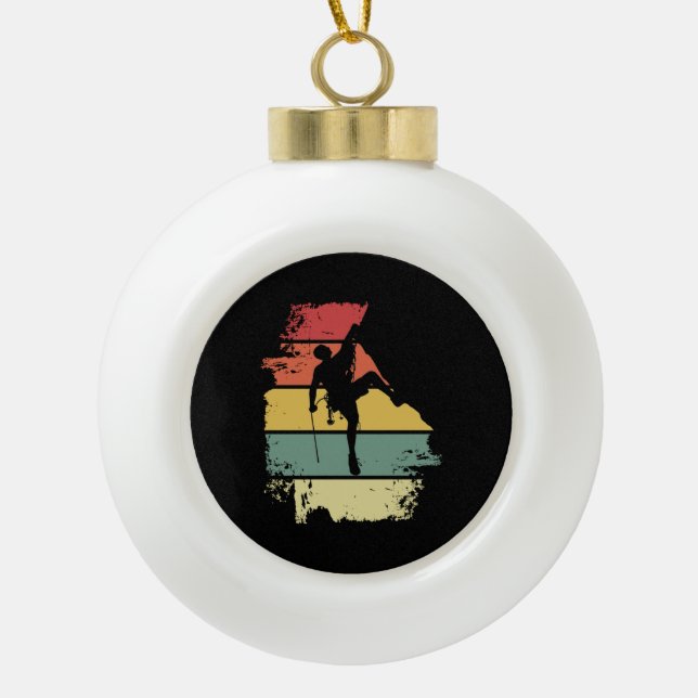 Rock Climbing Vintag Keramik Kugel-Ornament (Vorderseite)