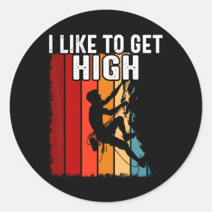 Rock Climbing Vintage Ich mag es hoch zu kommen Lu Runder Aufkleber
