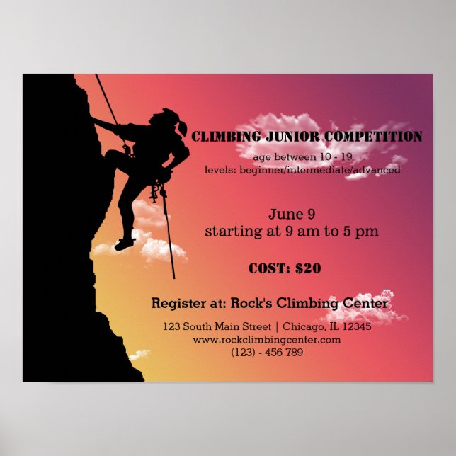 Rock Climbing Wettbewerb Poster (Vorne)