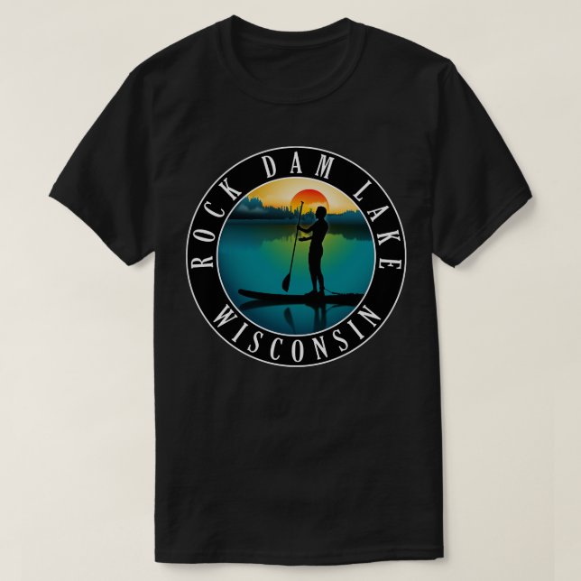 Rock Dam Lake Wisconsin Paddleboarding T-Shirt (Design vorne)