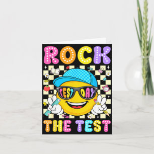 Rock den Test lächelndes Gesicht Sonnenbrille Lehr Karte