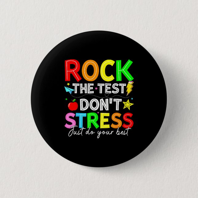 Rock den Test lustig für Lehrer Schüler Kinder Fra Button (Vorderseite)