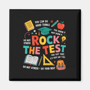Rock den Test Lustiger Prüfungstag Lehrer Schüler  Magnet