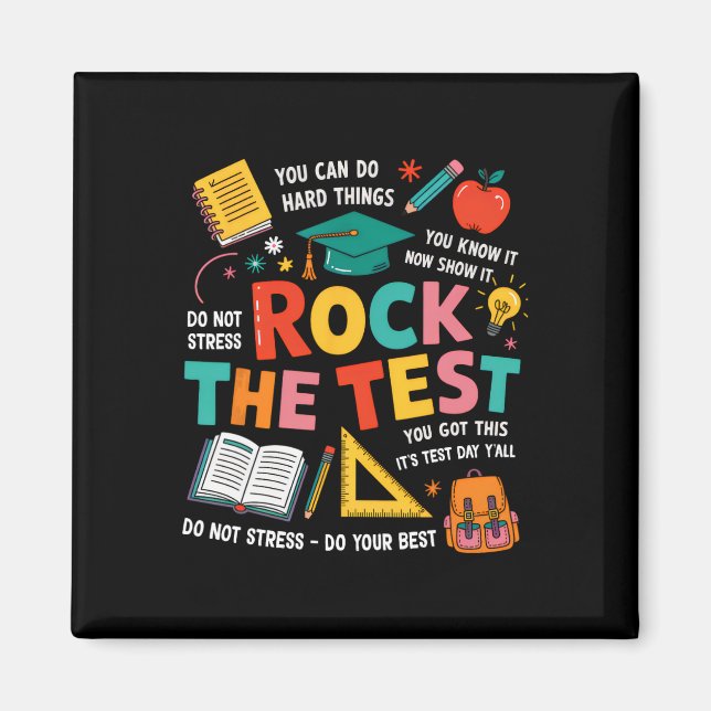 Rock den Test Lustiger Prüfungstag Lehrer Schüler  Magnet (Vorne)