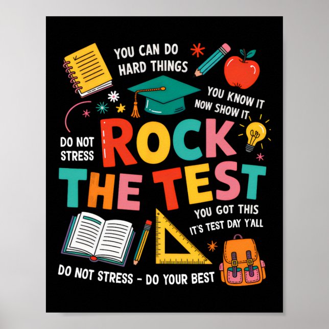 Rock den Test Lustiger Prüfungstag Lehrer Schüler  Poster (Vorne)